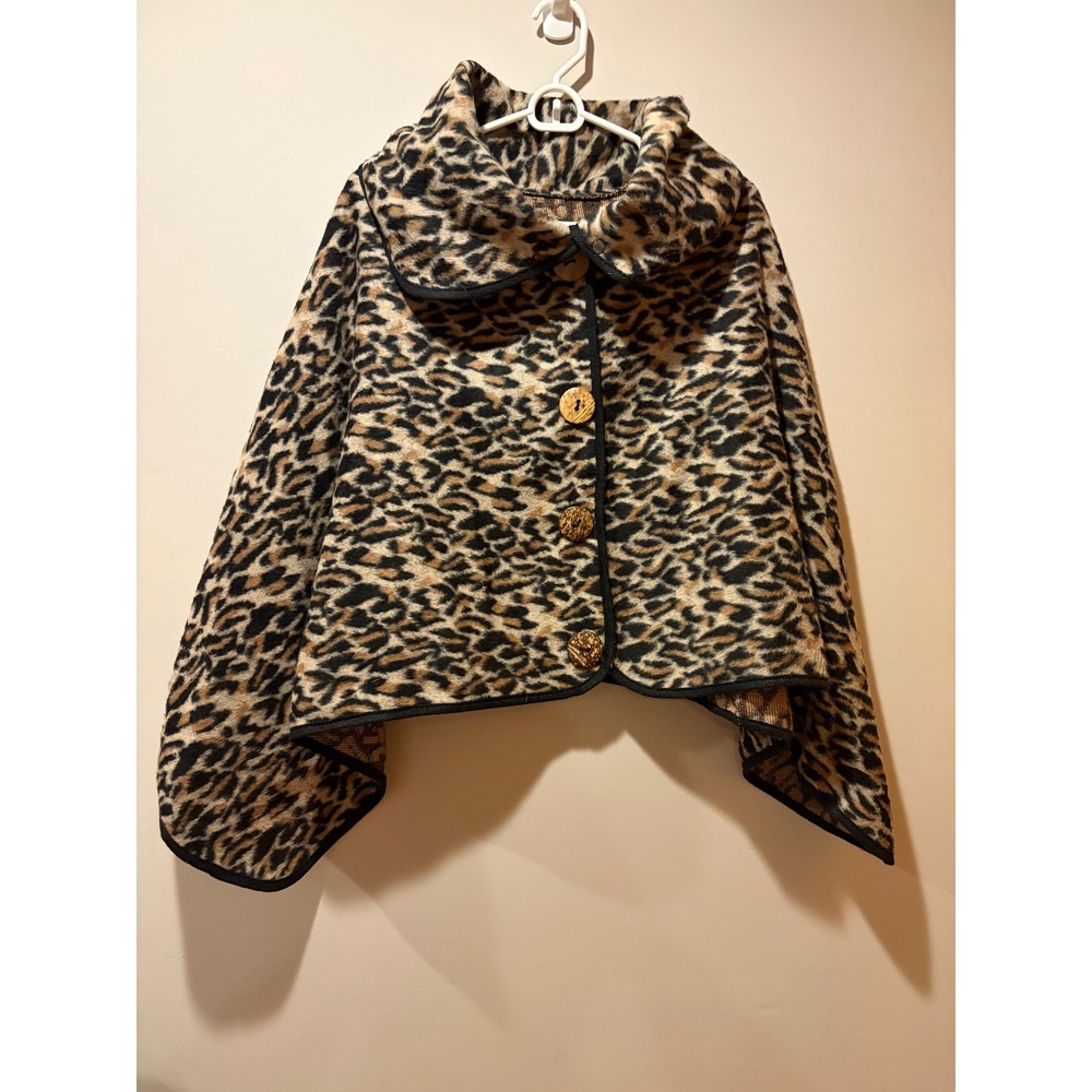 Leopard Cheetah Animal Print OSFM Cape Cloak Shrug Poncho Boho Festival